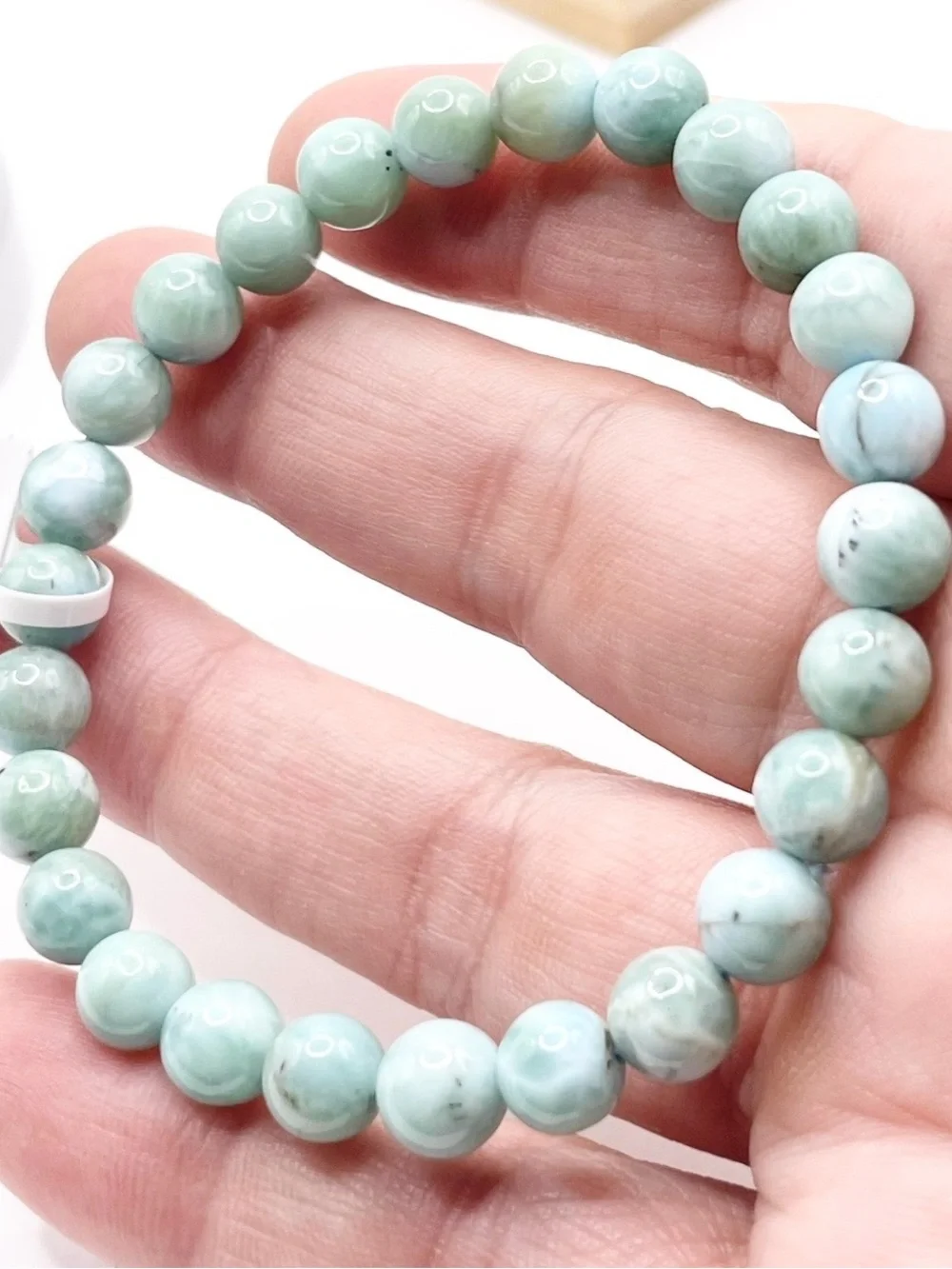 Larimar Beaded Stretch Bracelet 7/8mm